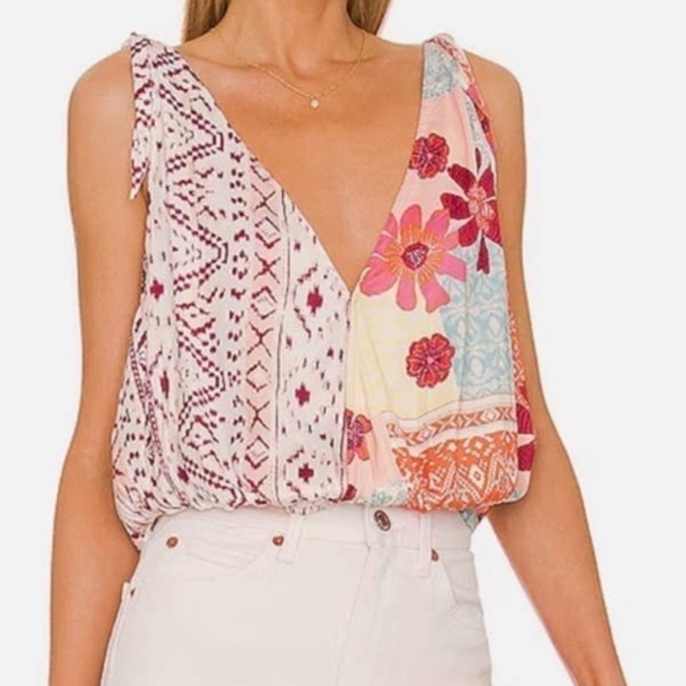 Free People Tied To You Tank Top In Tropical Combo